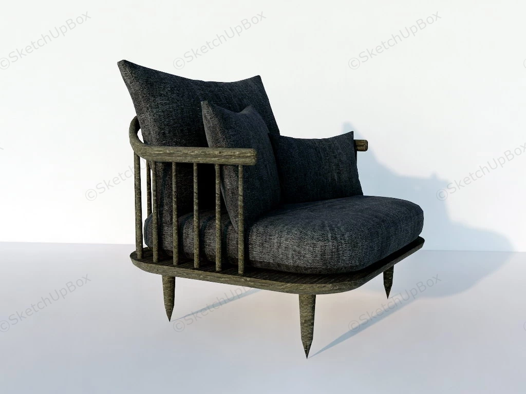 Black Accent Armchair sketchup model preview - SketchupBox