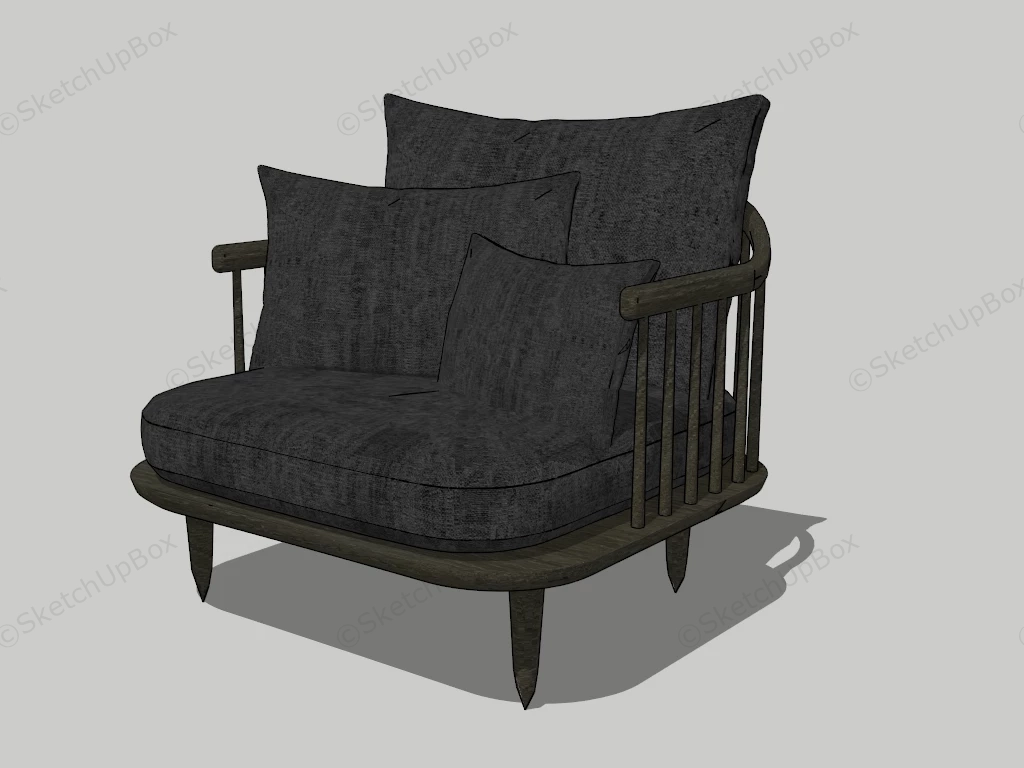 Black Accent Armchair sketchup model preview - SketchupBox