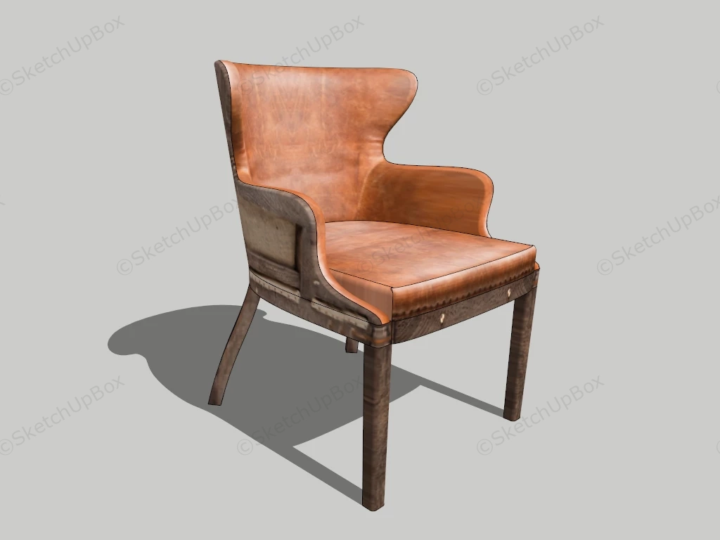 Brown Leather Dining Chair sketchup model preview - SketchupBox