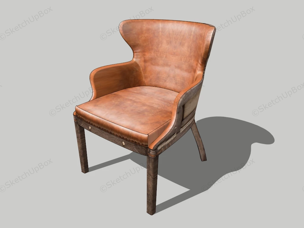 Brown Leather Dining Chair sketchup model preview - SketchupBox