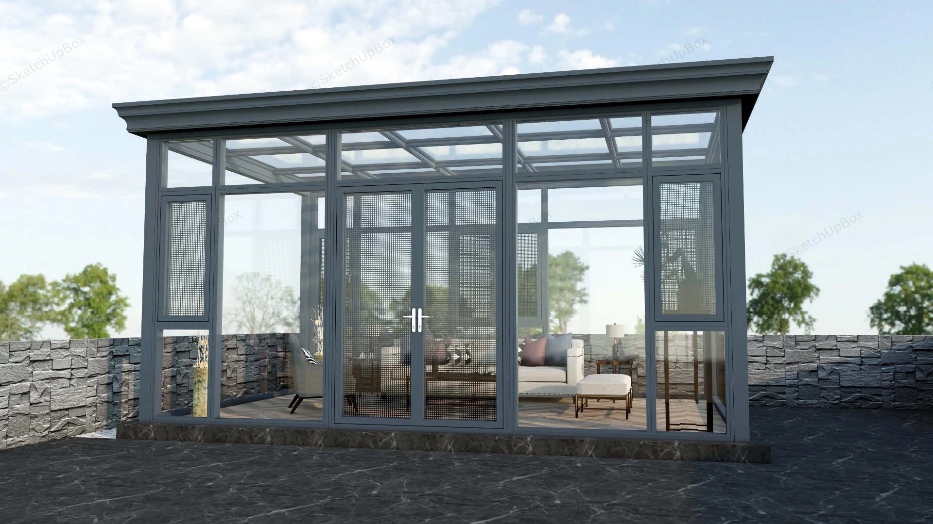 Sunroom With Furniture sketchup model preview - SketchupBox