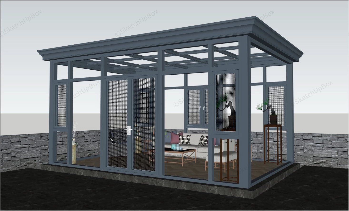 Sunroom With Furniture sketchup model preview - SketchupBox