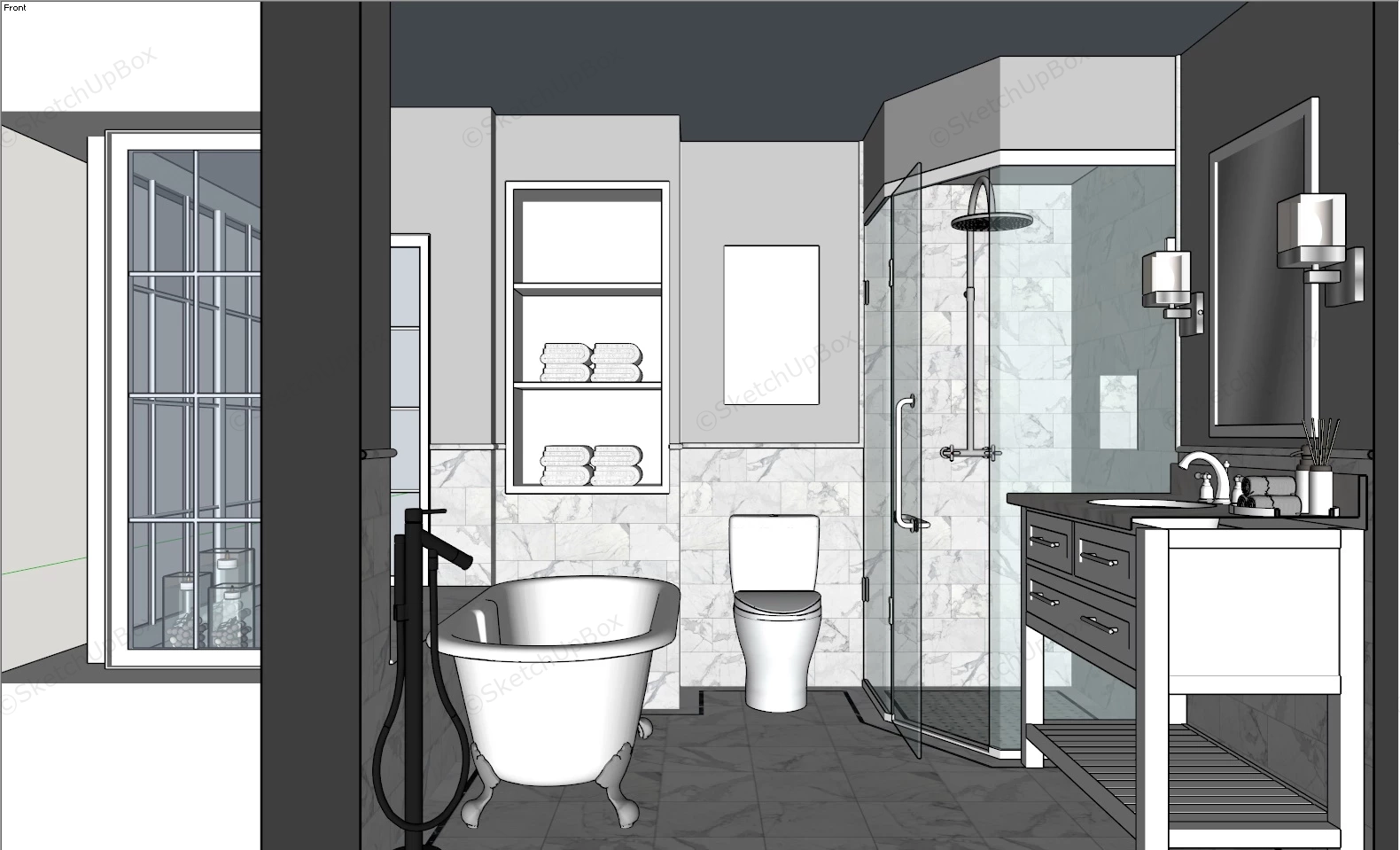 White Bathroom Design Ideas sketchup model preview - SketchupBox