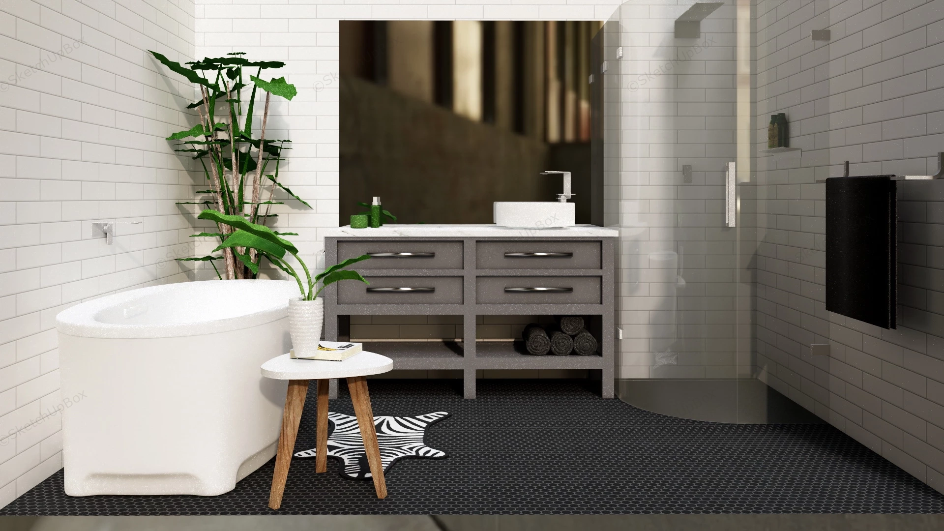 Small Bathroom Design Tub And Shower sketchup model preview - SketchupBox