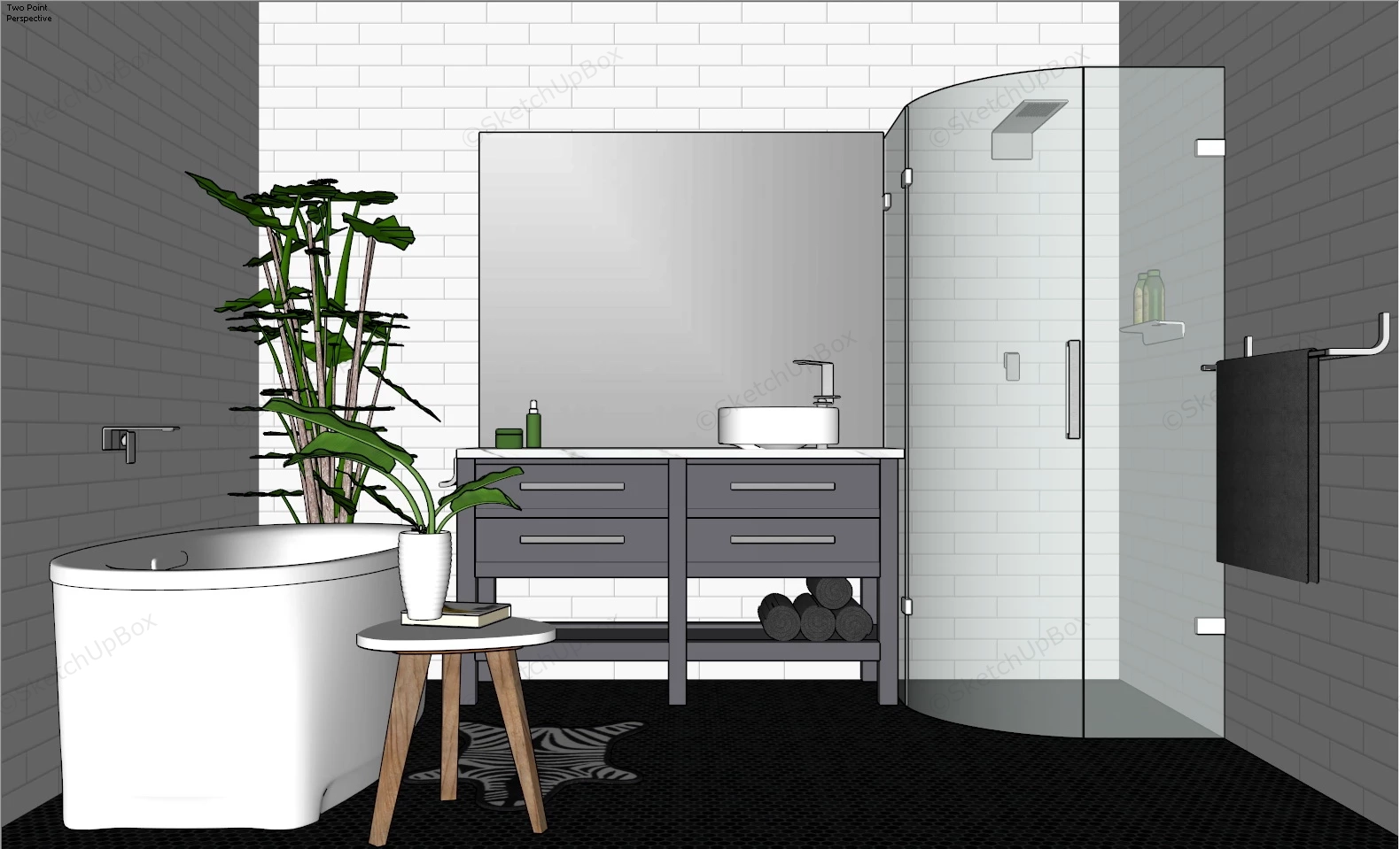 Small Bathroom Design Tub And Shower sketchup model preview - SketchupBox