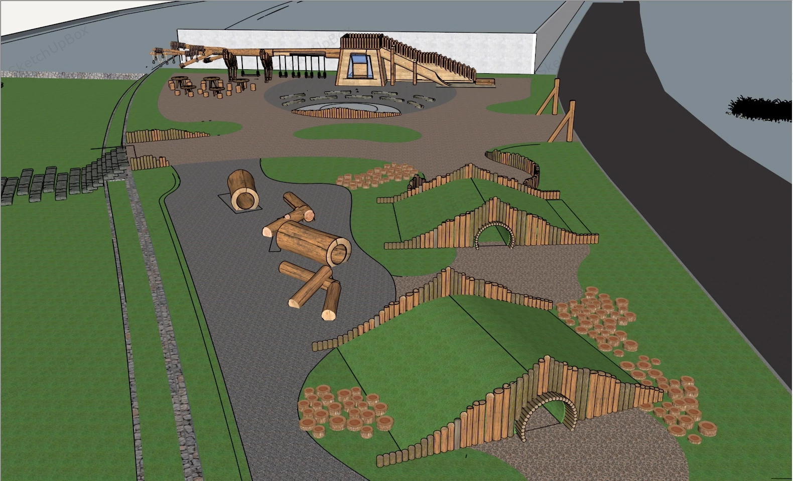 Natural Log Playground sketchup model preview - SketchupBox