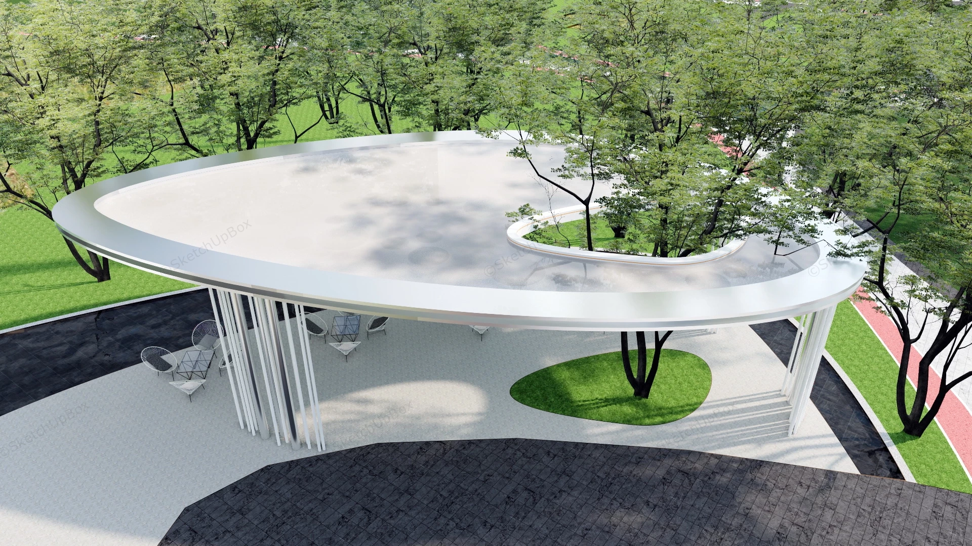 Modern Park Pavilion Design sketchup model preview - SketchupBox