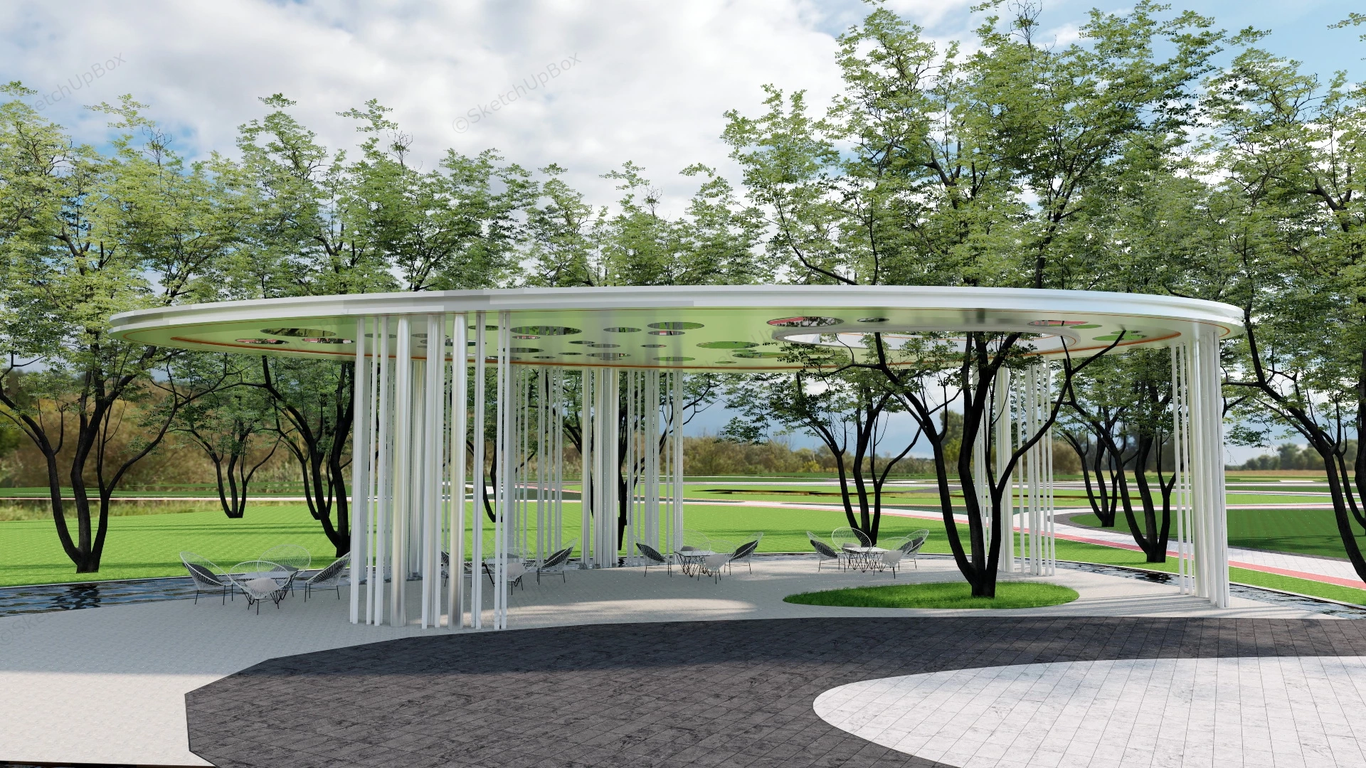 Modern Park Pavilion Design sketchup model preview - SketchupBox