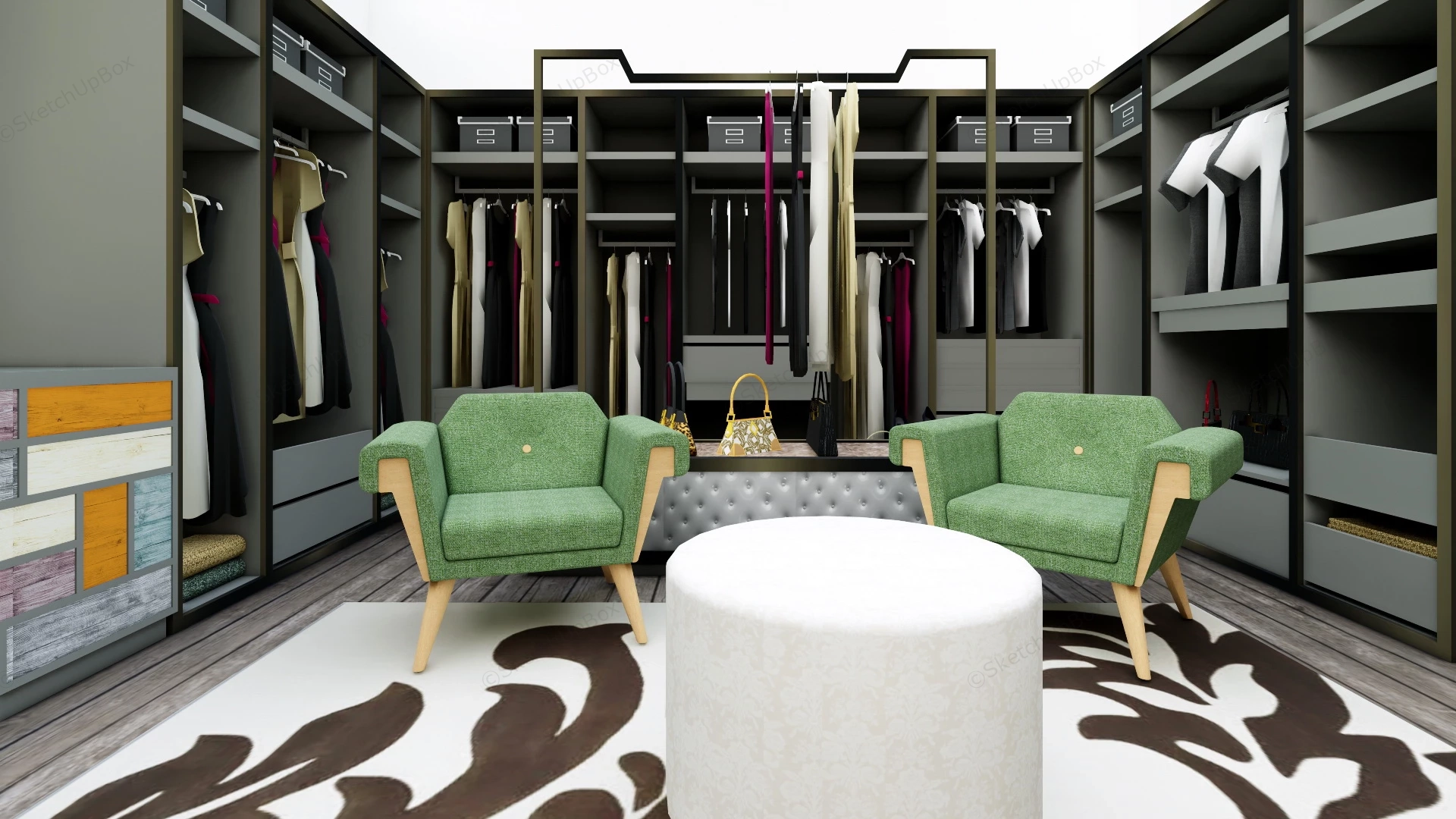 Elegant Dressing Room Design Ideas sketchup model preview - SketchupBox