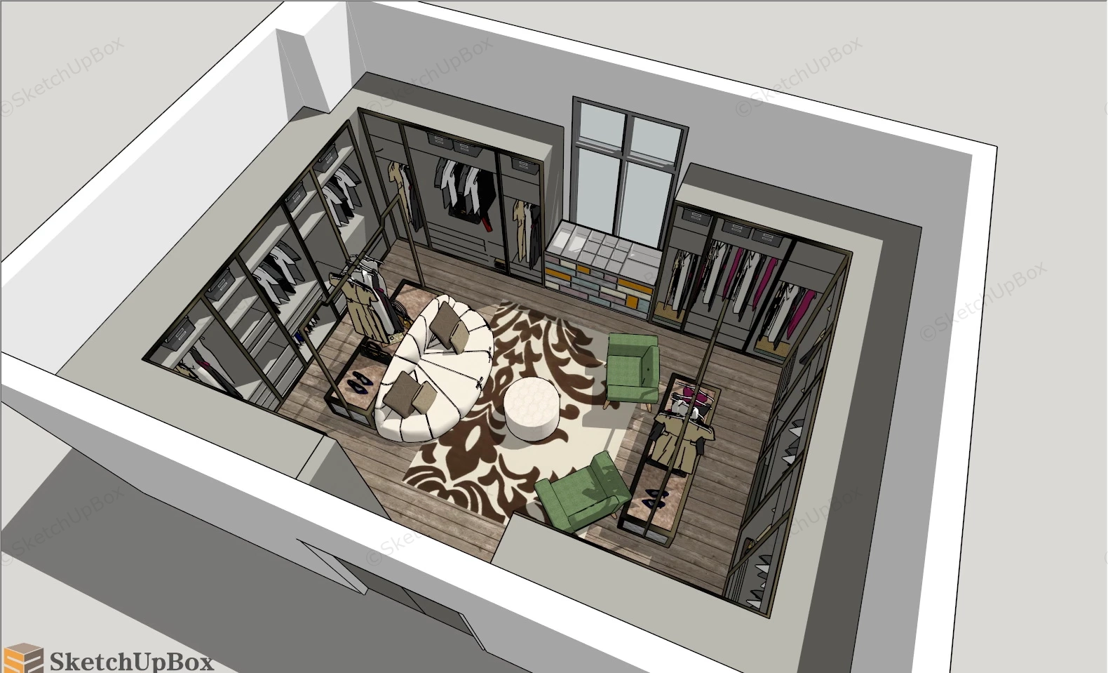 Elegant Dressing Room Design Ideas sketchup model preview - SketchupBox