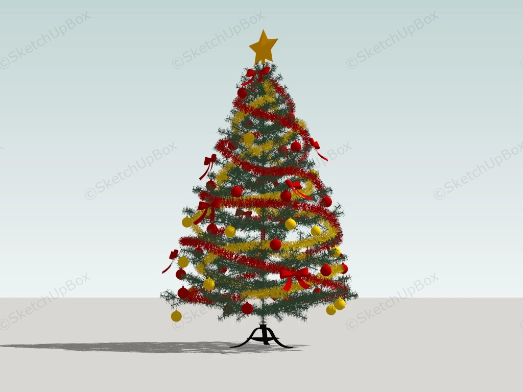 Christmas Tree With Decorations sketchup model preview - SketchupBox