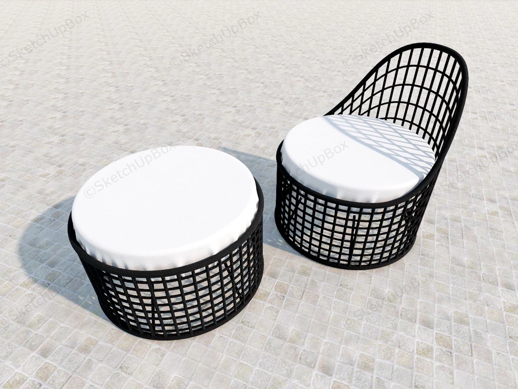 Metal Grid Chair And Table Set sketchup model preview - SketchupBox