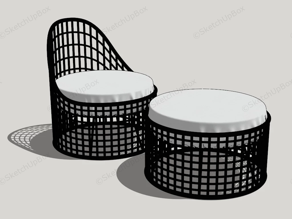 Metal Grid Chair And Table Set sketchup model preview - SketchupBox