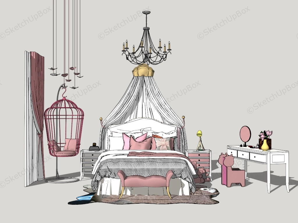 Princess Girls Room Idea sketchup model preview - SketchupBox