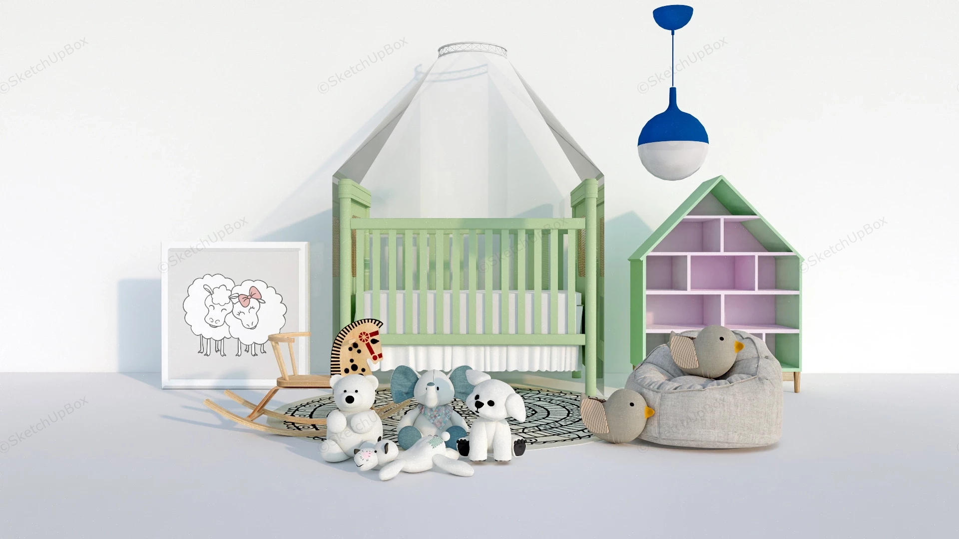 Baby Nursery Room Decor sketchup model preview - SketchupBox