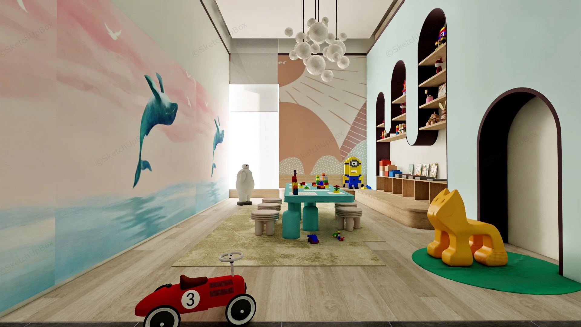 Kids Playroom Interior Decor Idea sketchup model preview - SketchupBox