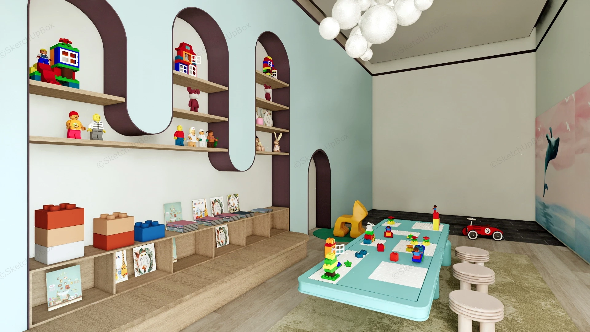 Kids Playroom Interior Decor Idea sketchup model preview - SketchupBox