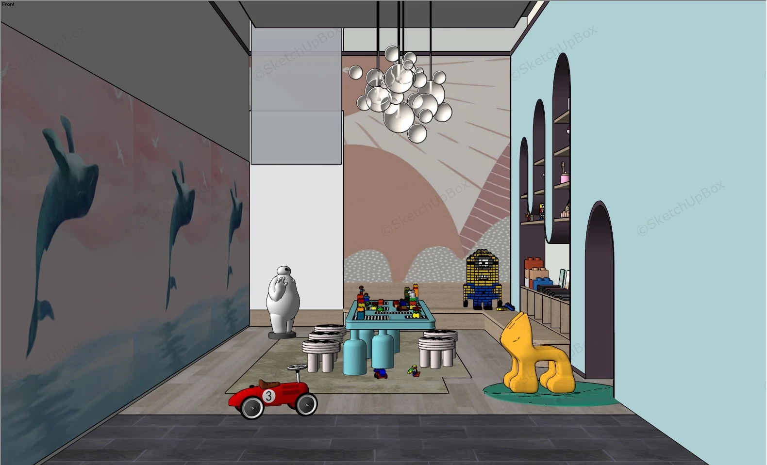 Kids Playroom Interior Decor Idea sketchup model preview - SketchupBox