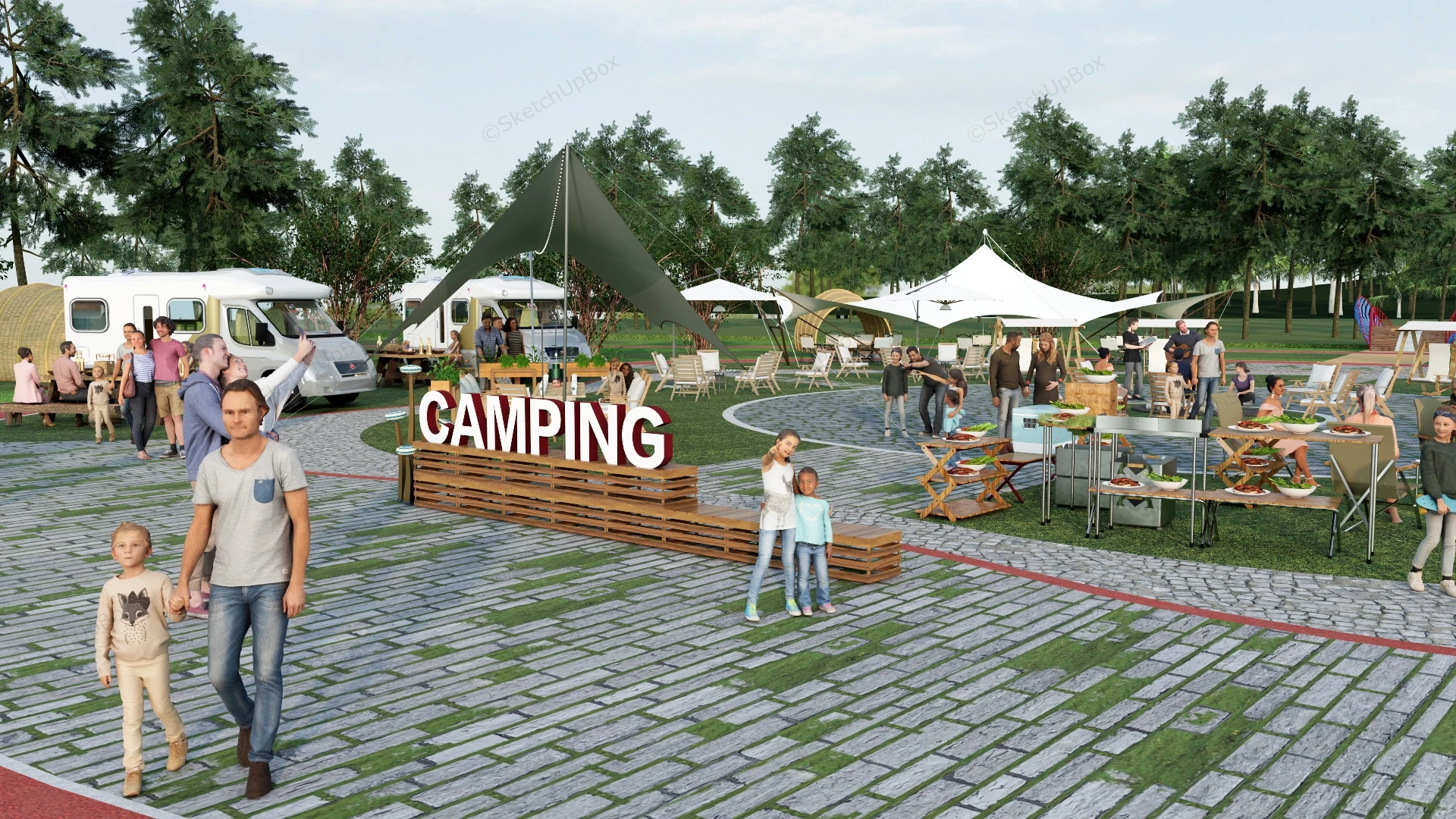 RV Park Campground Design sketchup model preview - SketchupBox