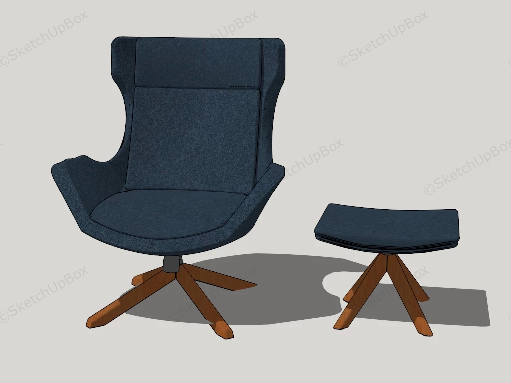 Swivel Accent Chair With Ottoman sketchup model preview - SketchupBox