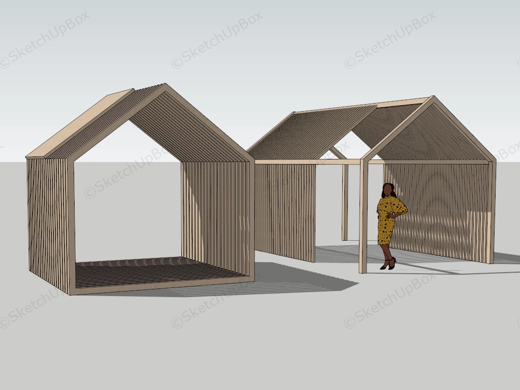 Shed Roof Wooden Pavilion sketchup model preview - SketchupBox