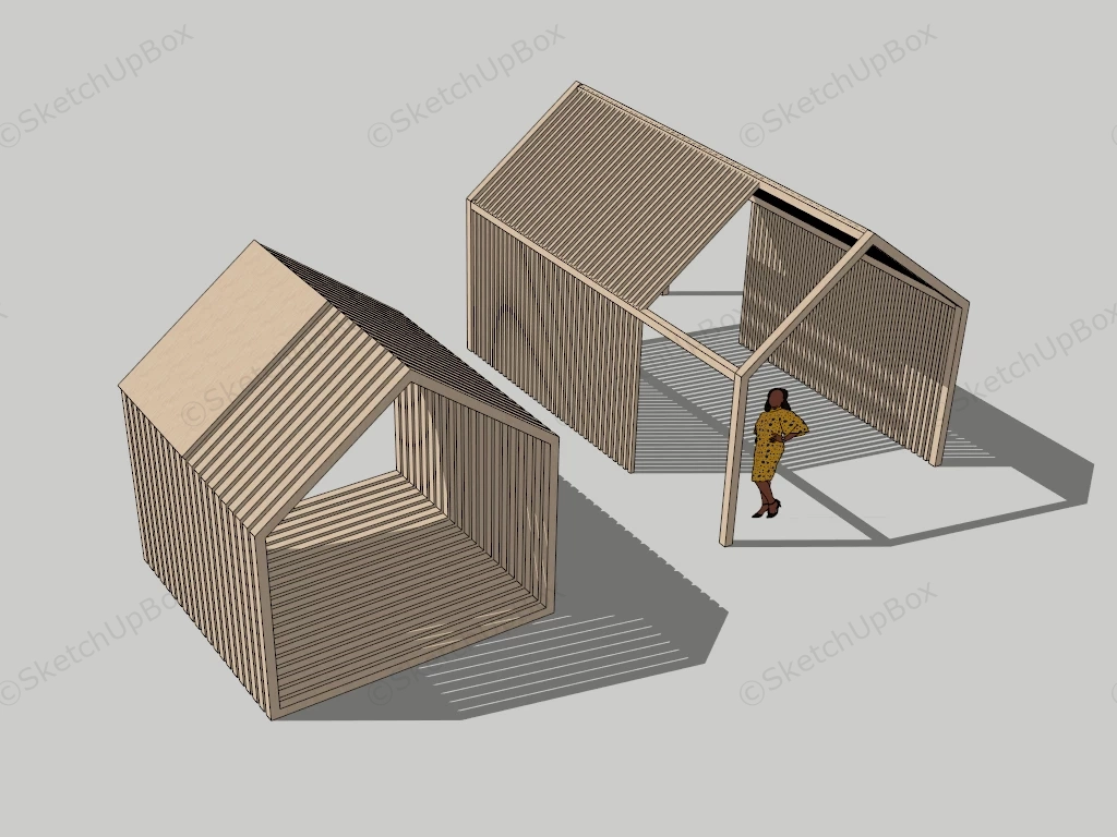 Shed Roof Wooden Pavilion sketchup model preview - SketchupBox