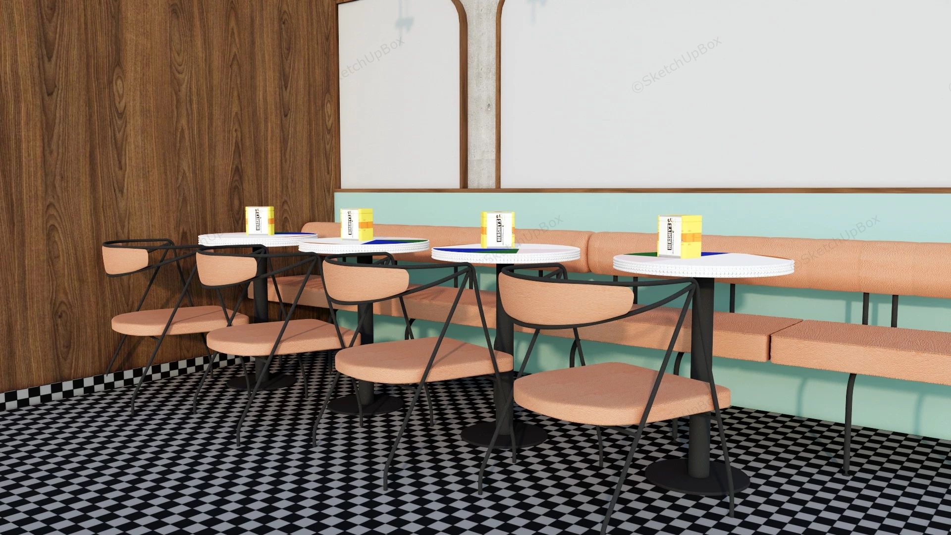 Fast Food Restaurant Furniture sketchup model preview - SketchupBox