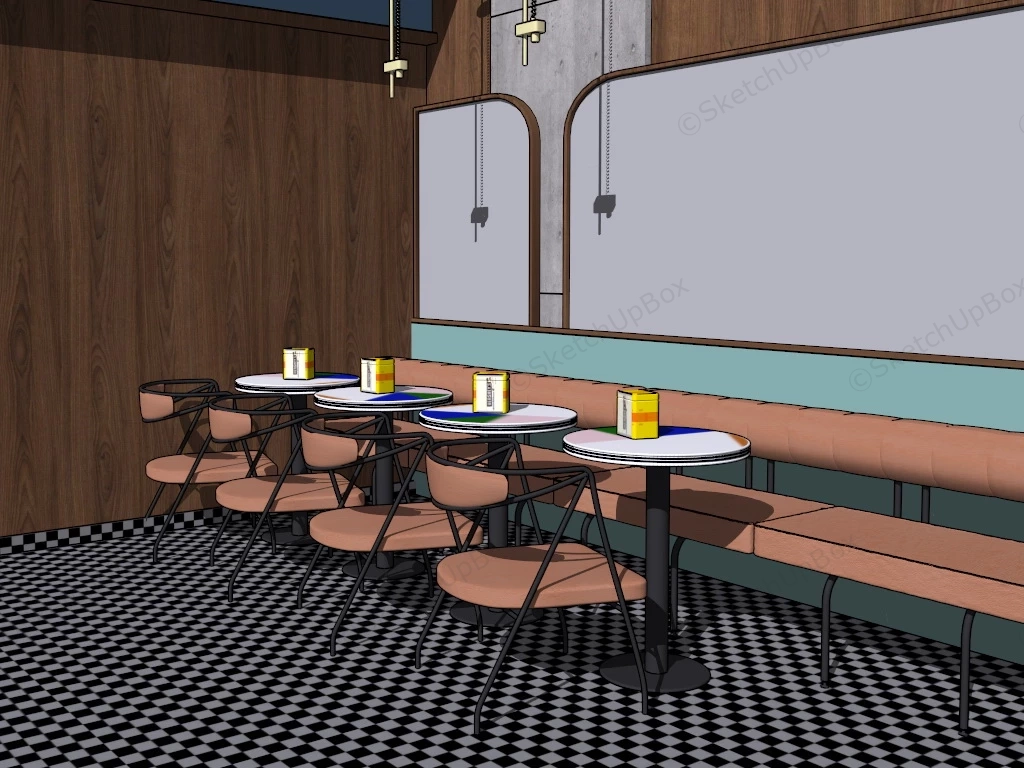 Fast Food Restaurant Furniture sketchup model preview - SketchupBox