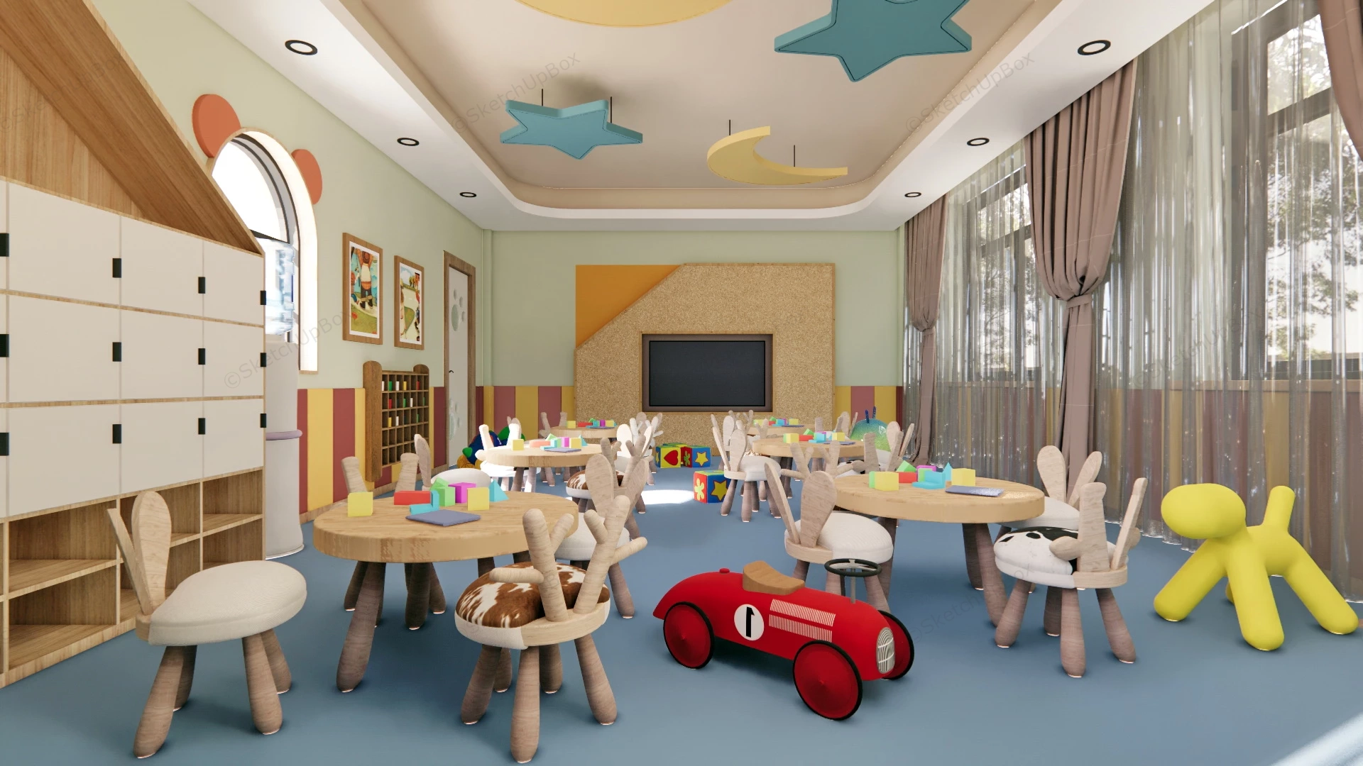 Kindergarten Classroom Design sketchup model preview - SketchupBox