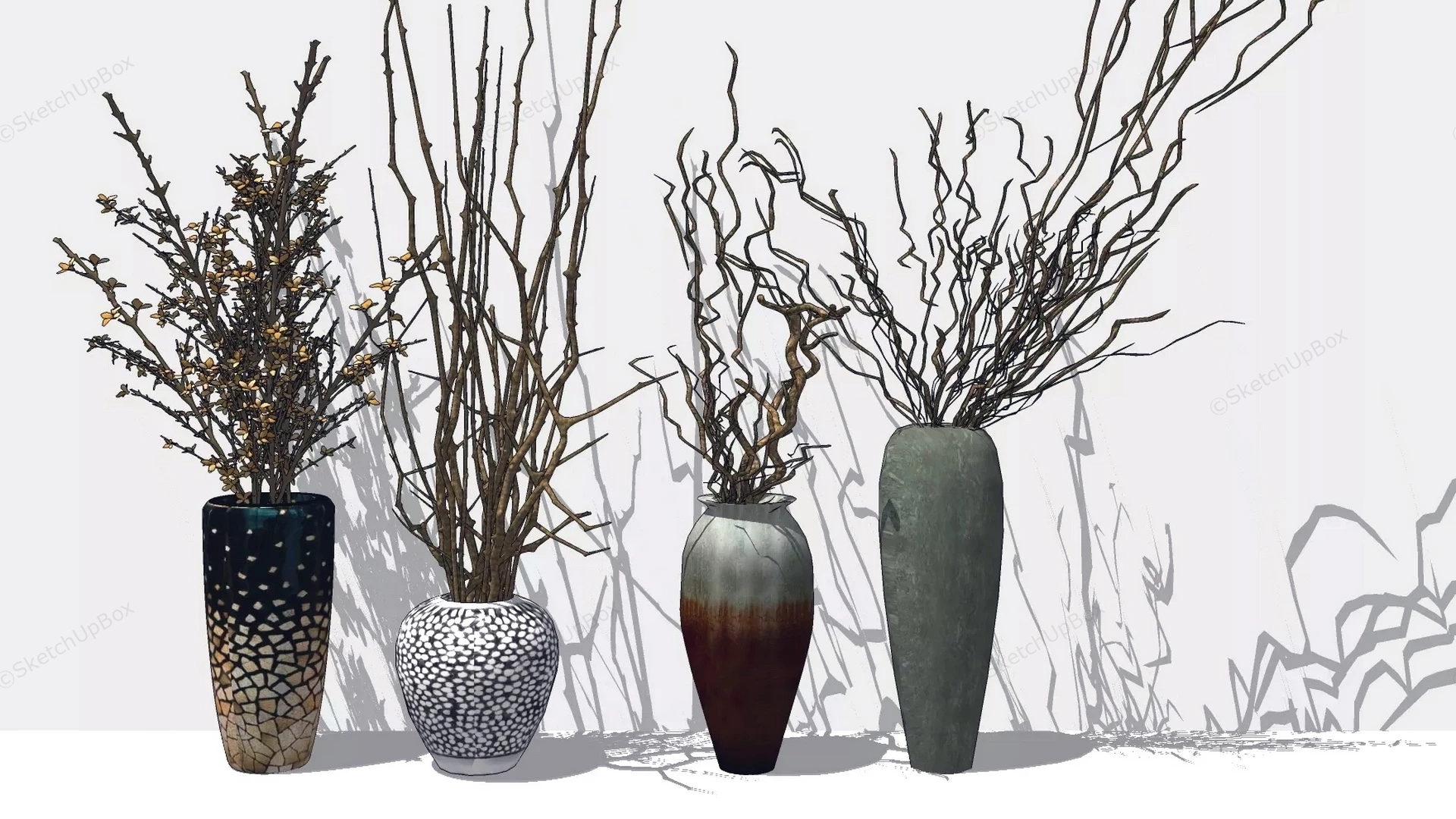 Decorative Twigs In Vases sketchup model preview - SketchupBox