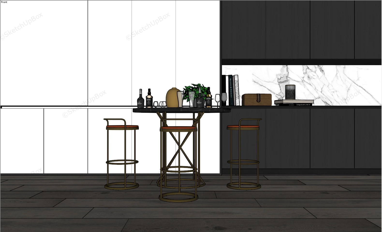 Round Dining Room Set And Cupboards sketchup model preview - SketchupBox