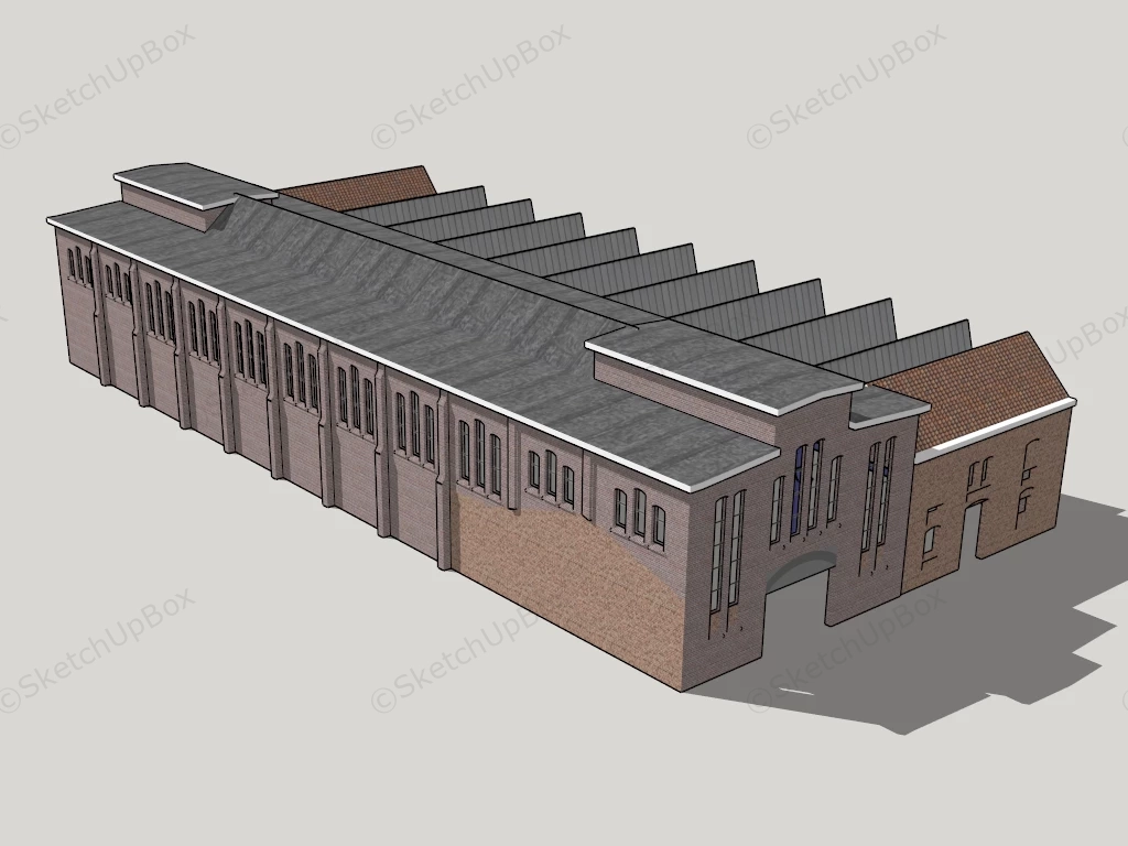 Old Factory Building sketchup model preview - SketchupBox