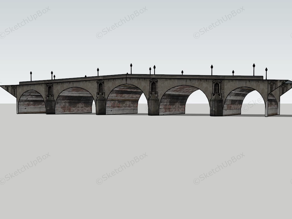 Old Concrete Arch Bridge sketchup model preview - SketchupBox