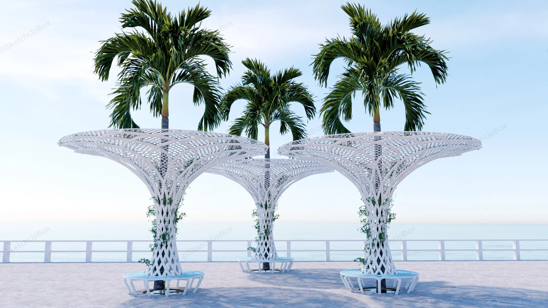 Creative Umbrella Shaped Pergola sketchup model preview - SketchupBox