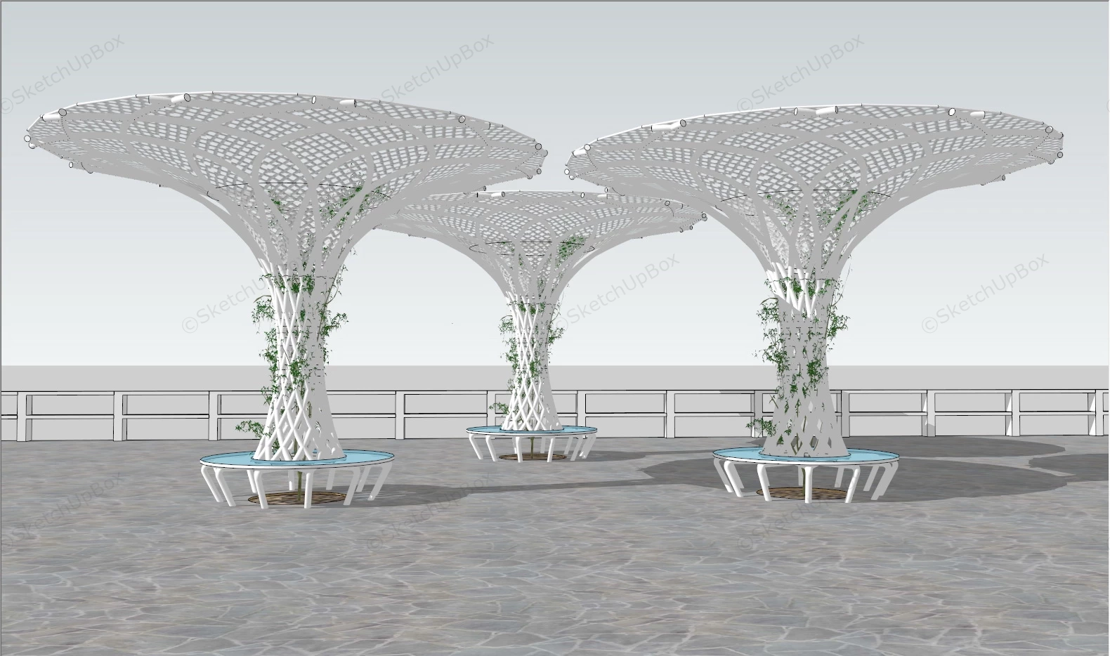 Creative Umbrella Shaped Pergola sketchup model preview - SketchupBox