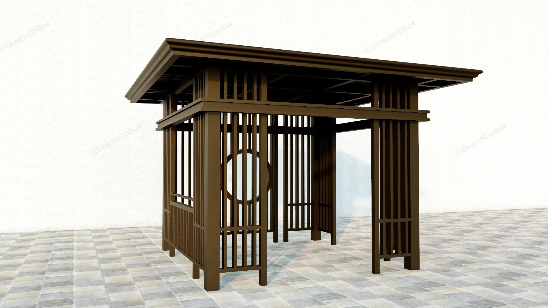 Asian Fusion Pavilion sketchup model preview - SketchupBox