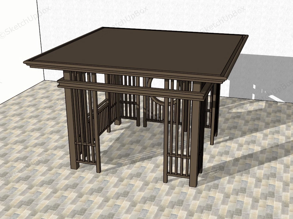 Asian Fusion Pavilion sketchup model preview - SketchupBox