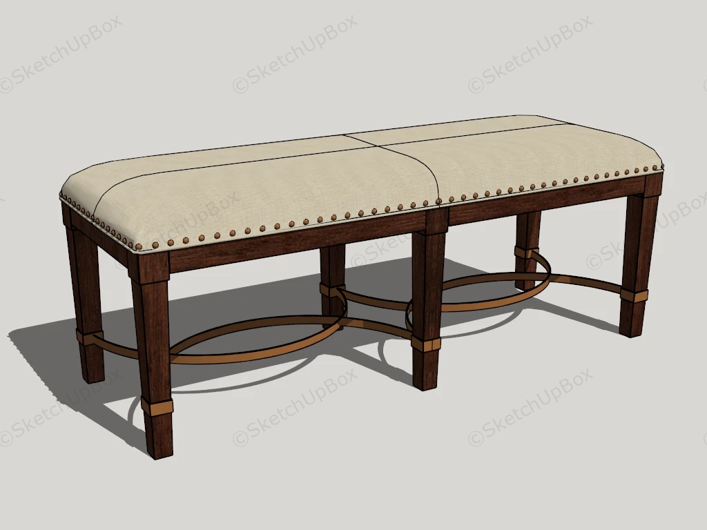 Traditional Upholstered Bed Bench sketchup model preview - SketchupBox