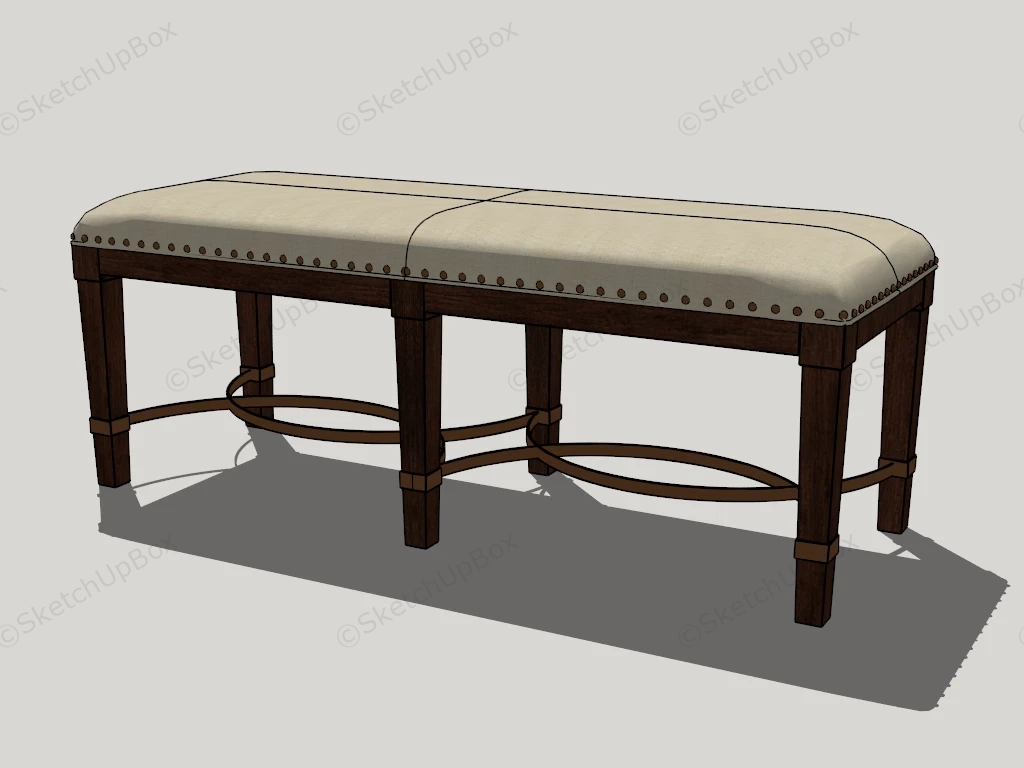 Traditional Upholstered Bed Bench sketchup model preview - SketchupBox