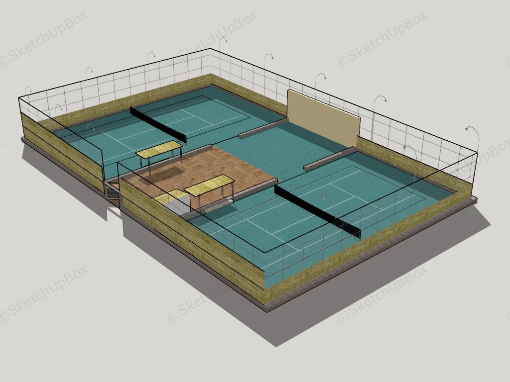 Outdoor Tennis Courts sketchup model preview - SketchupBox