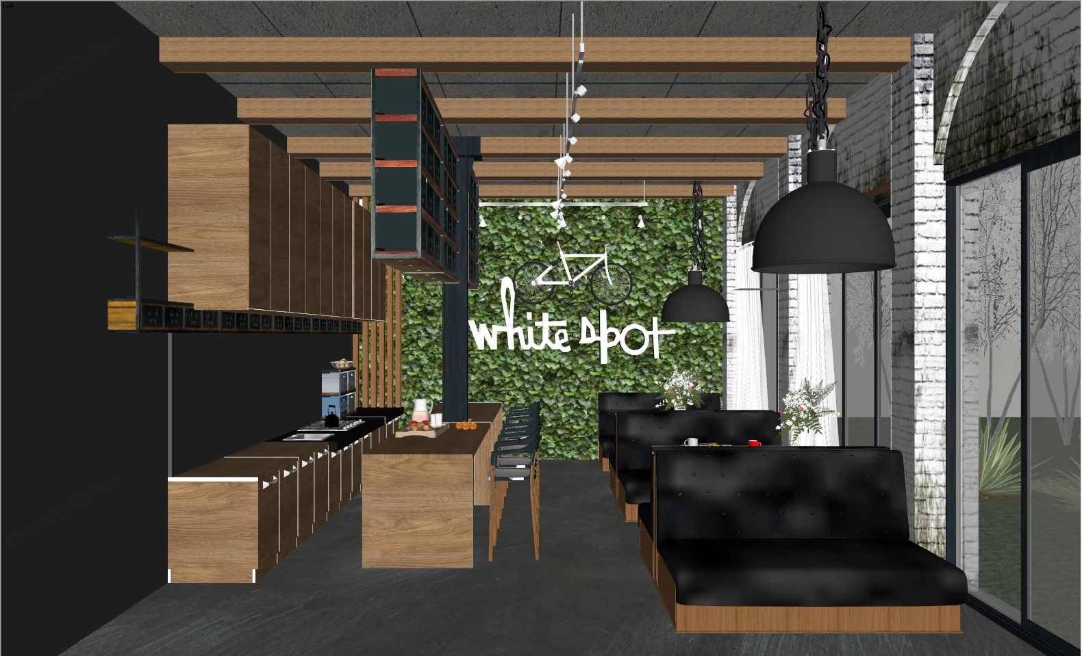 Cool Coffee Shop Design sketchup model preview - SketchupBox