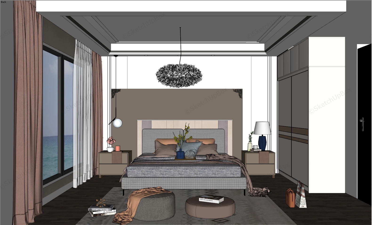 Minimalist Bedroom Idea sketchup model preview - SketchupBox