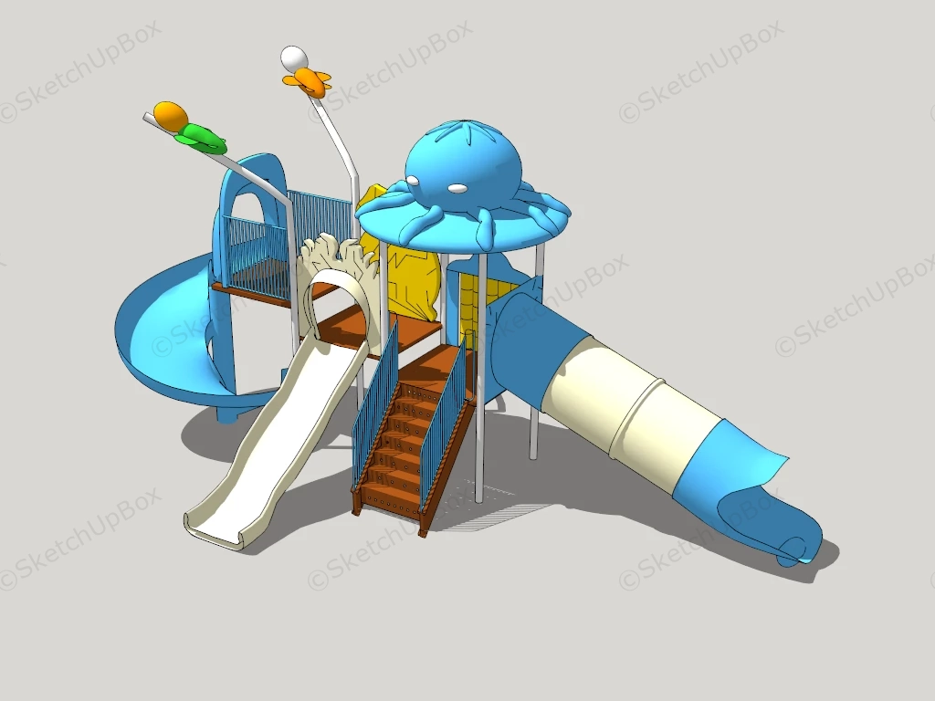 Blue Outdoor Playset sketchup model preview - SketchupBox