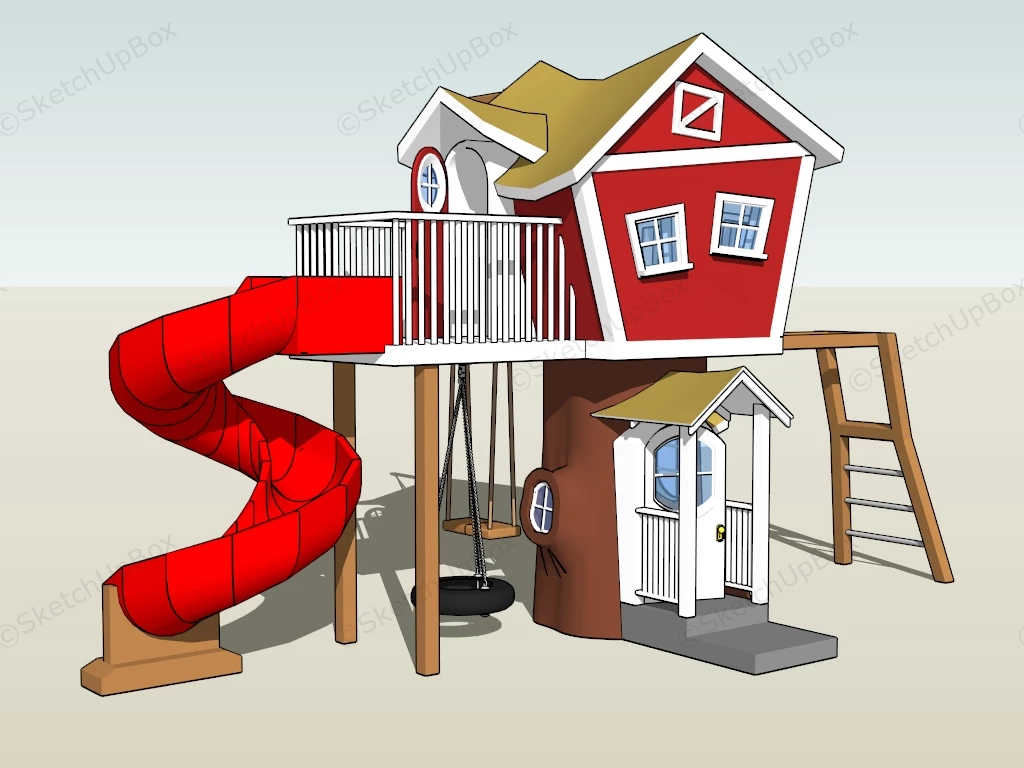 Playhouse With Swing And Slide sketchup model preview - SketchupBox