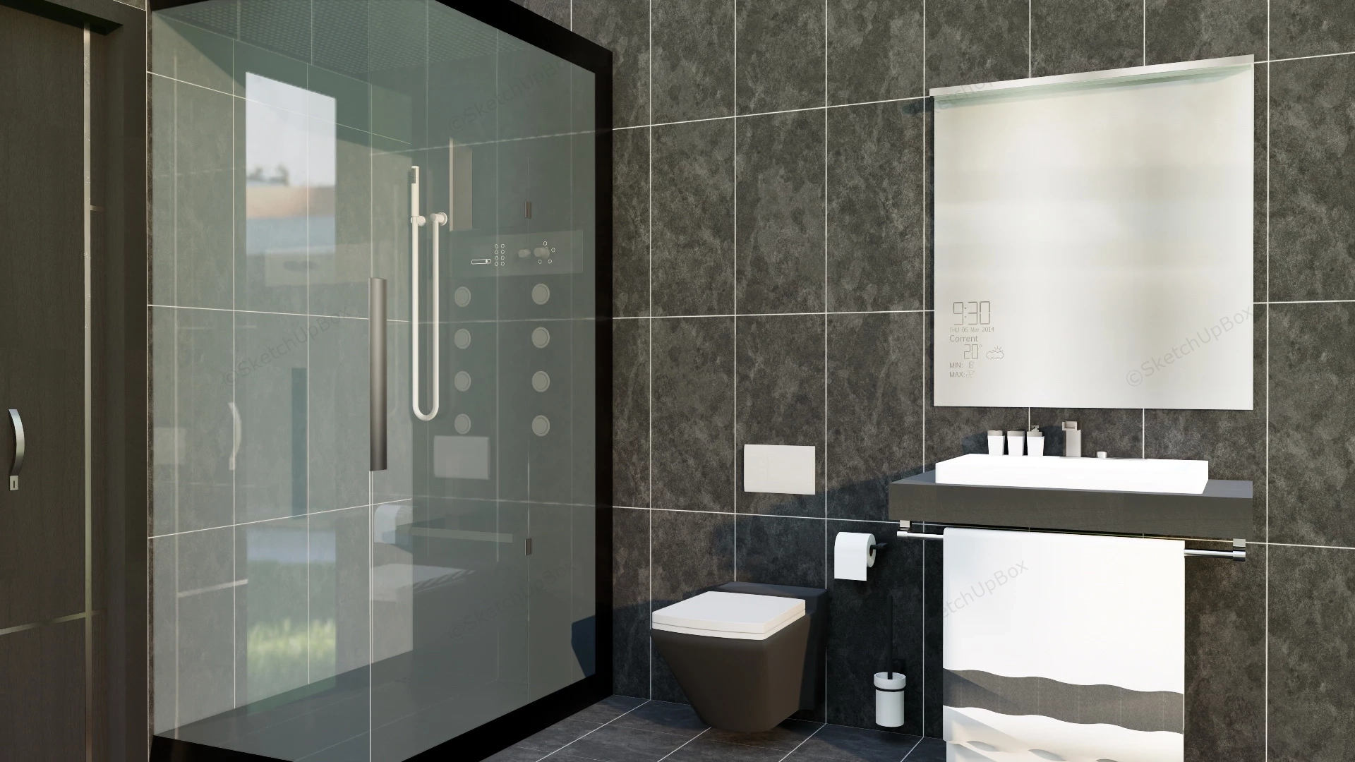 Small Black Bathroom Idea sketchup model preview - SketchupBox