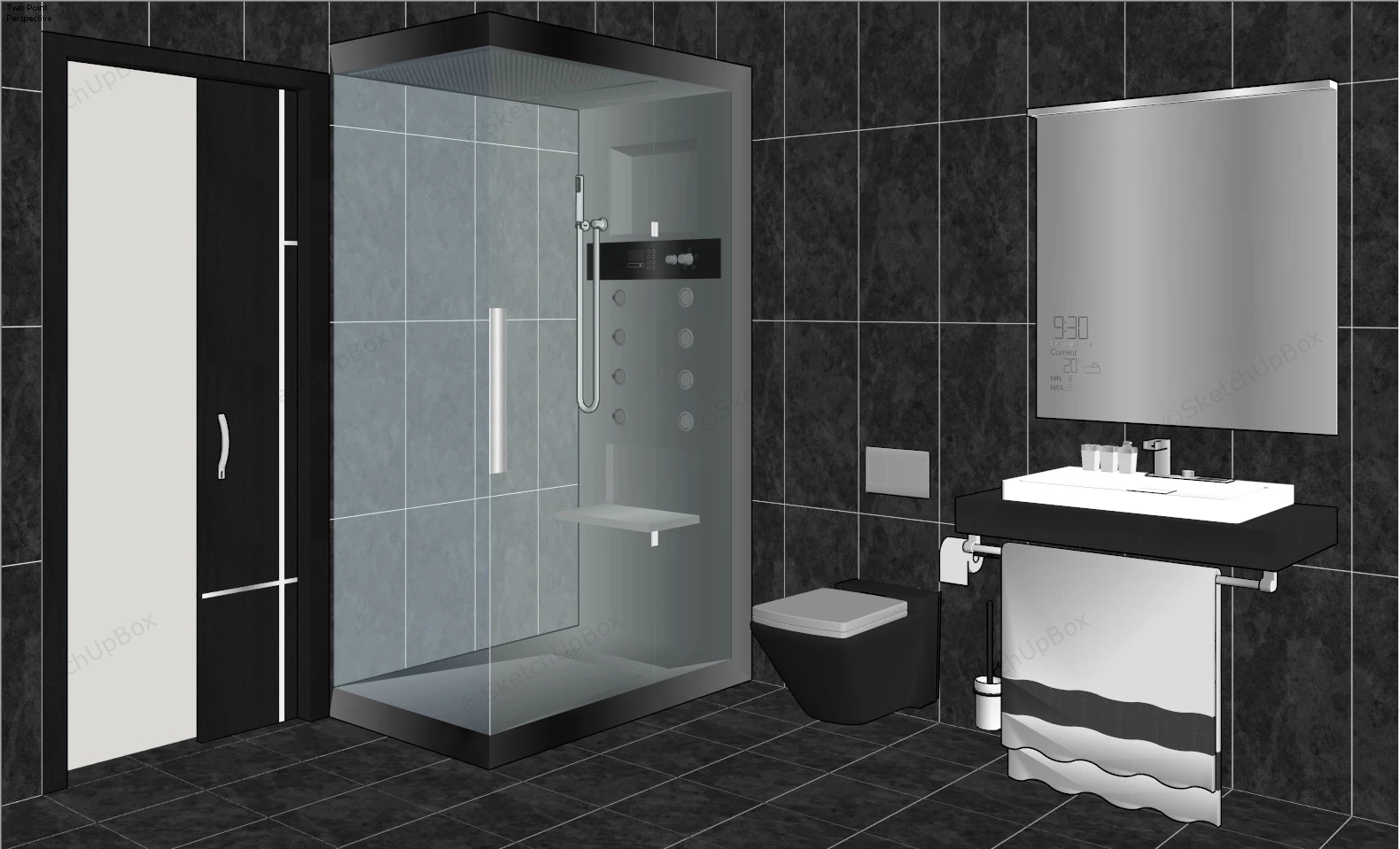 Small Black Bathroom Idea sketchup model preview - SketchupBox