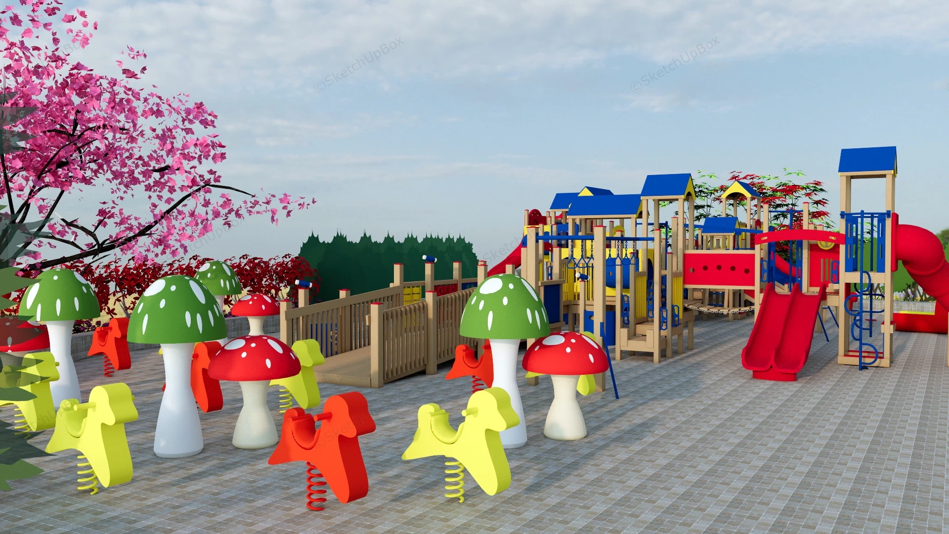 Outdoor Playground Equipment sketchup model preview - SketchupBox