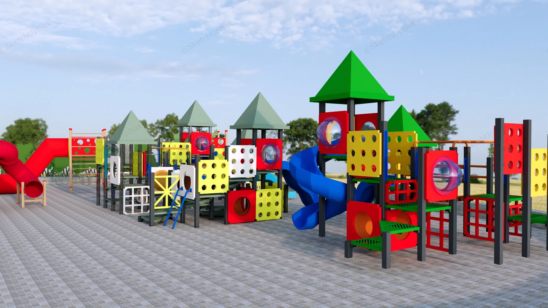 Outdoor Playground Equipment sketchup model preview - SketchupBox