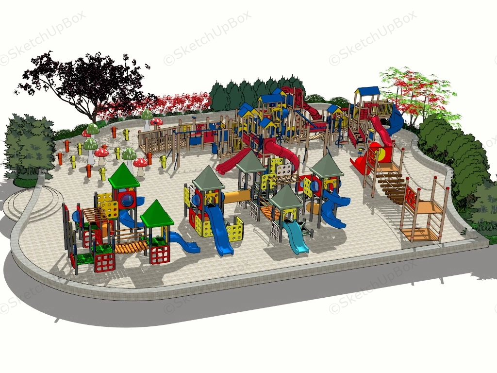 Outdoor Playground Equipment sketchup model preview - SketchupBox