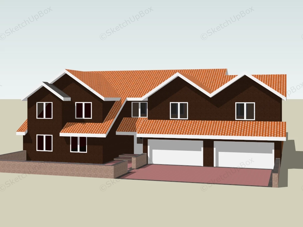 Single Floor House Design sketchup model preview - SketchupBox